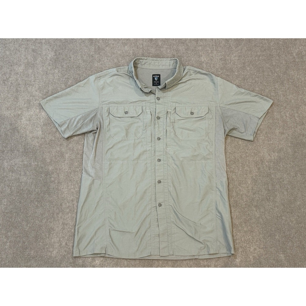 KÜHL Airspeed Short Sleeve Gray Button-Up Mesh Ventilation Fishing Shirt Size M